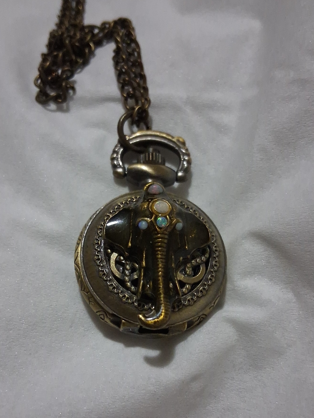 Vintage-Inspired Brass Elephant Locket Necklace in Antique Gold